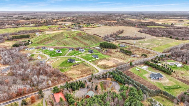 bird's eye view featuring a rural view