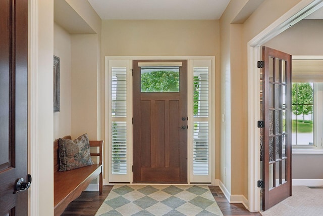 entryway with dark hardwood / wood-style floors