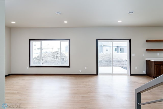 unfurnished living room featuring light hardwood / wood-style floors