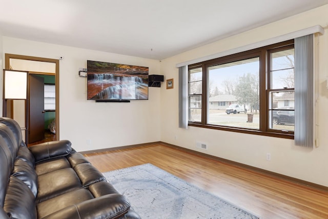 living room featuring light hardwood / wood-style flooring