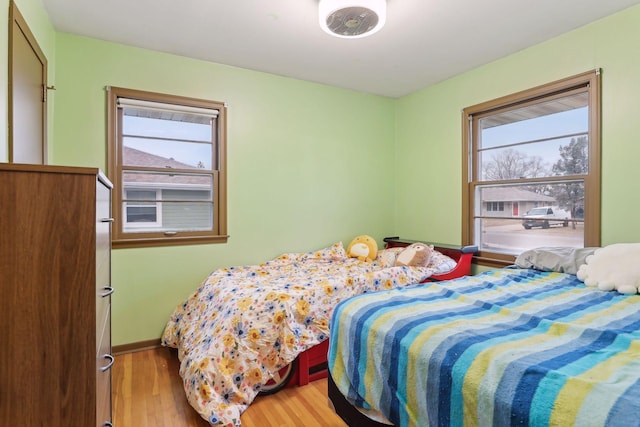 bedroom featuring light hardwood / wood-style flooring