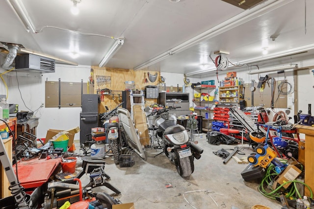 garage featuring a workshop area