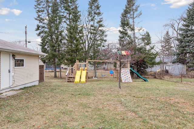 view of yard featuring a playground