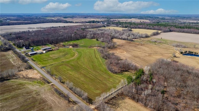 aerial view with a rural view