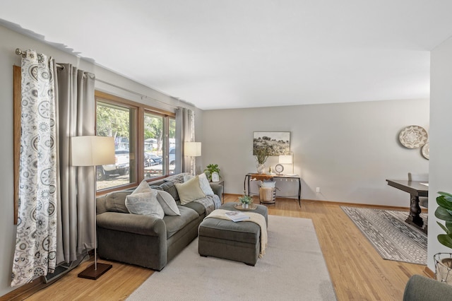 living room featuring light wood-type flooring