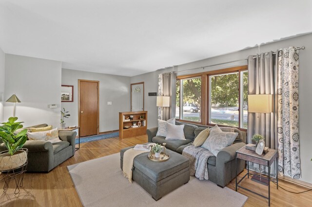 living room featuring light hardwood / wood-style floors