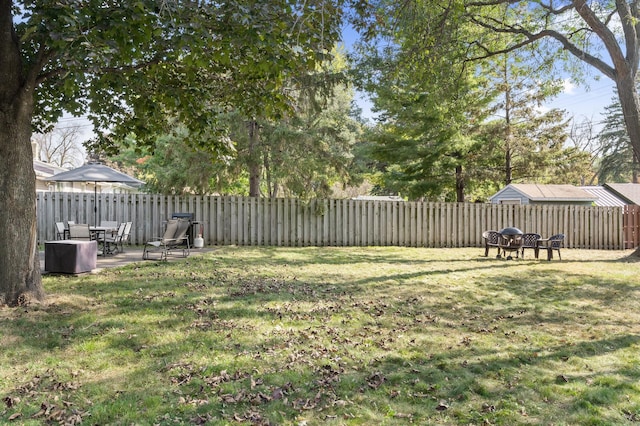 view of yard with a patio area