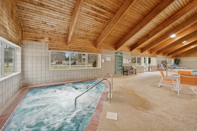 view of pool featuring an indoor in ground hot tub