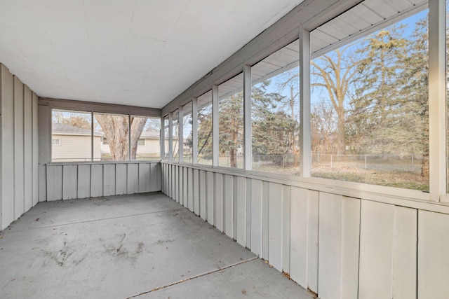 view of unfurnished sunroom