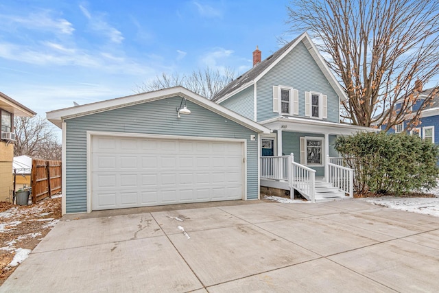 view of front property with a garage