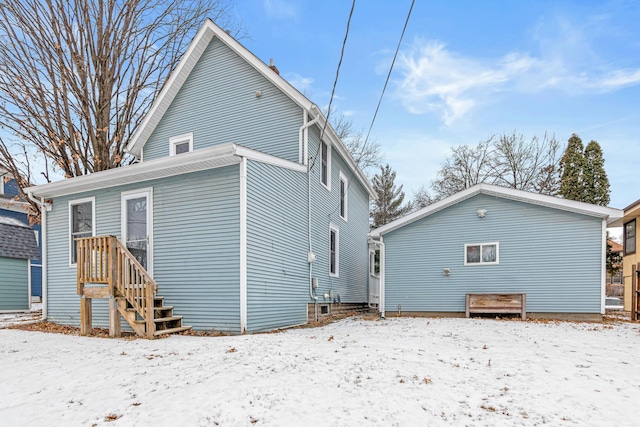 view of snow covered property