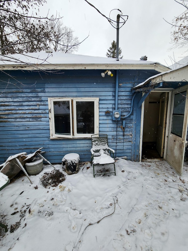 view of snowy exterior