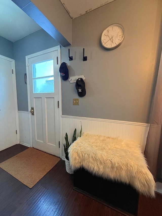 interior space with dark hardwood / wood-style floors