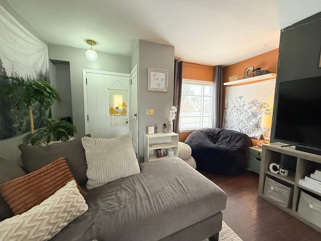 living room with wood finished floors