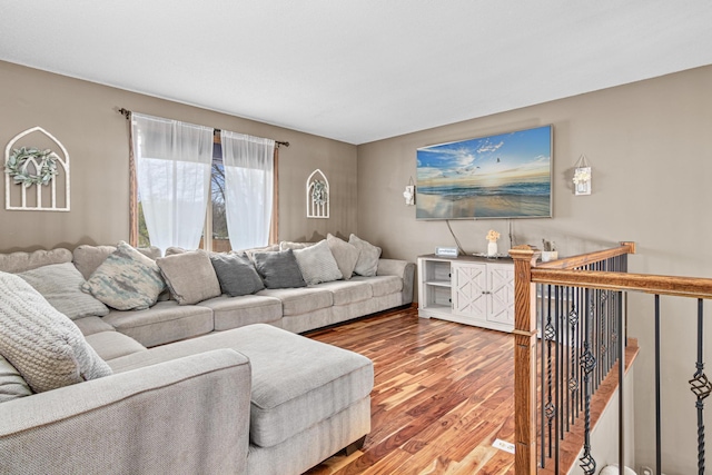 living room with hardwood / wood-style floors