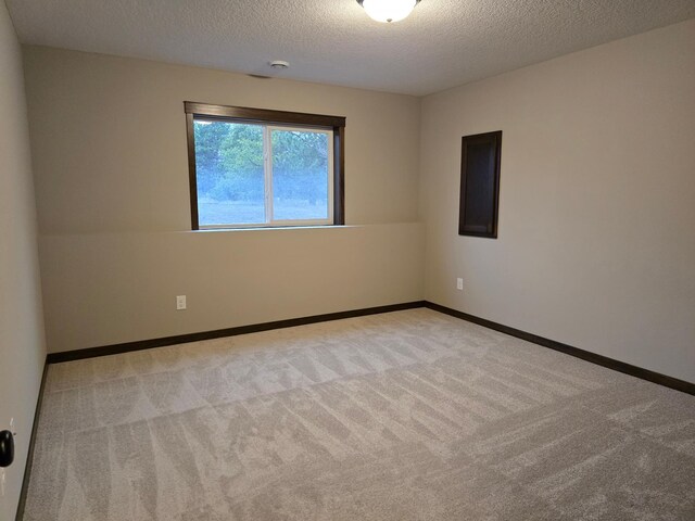 carpeted spare room with a textured ceiling