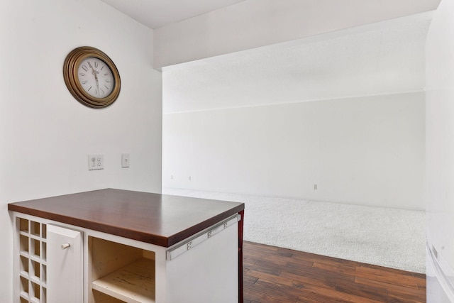 interior space with dark wood-type flooring