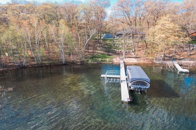 view of dock featuring a water view