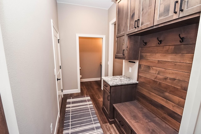 mudroom with dark wood-type flooring