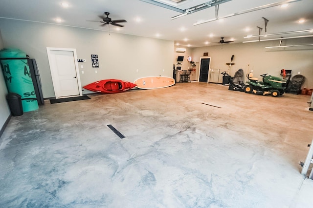 garage with ceiling fan