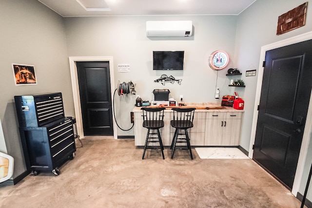 bar with light carpet and a wall mounted AC