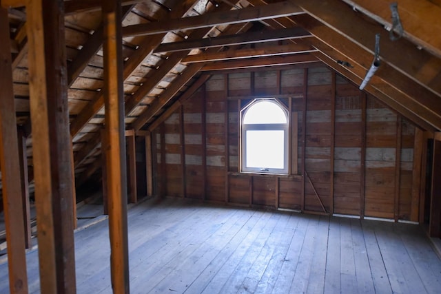 view of unfinished attic