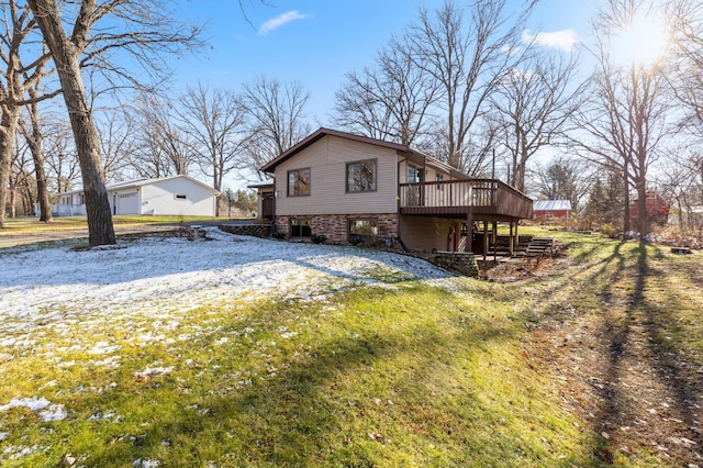 view of property exterior featuring a deck and cooling unit