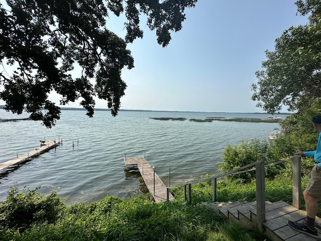 view of dock featuring a water view