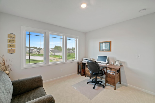 office with light colored carpet