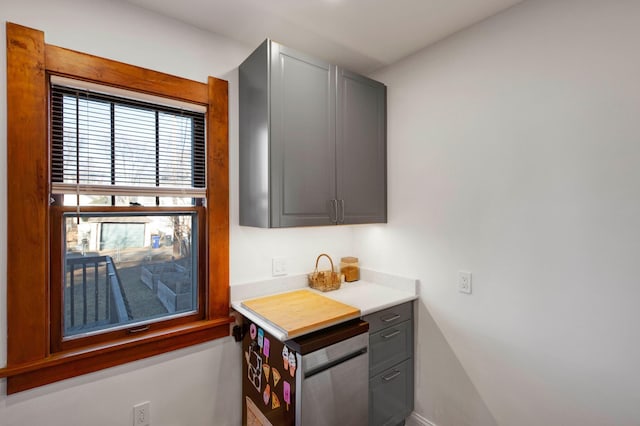 kitchen featuring gray cabinetry