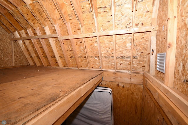 view of unfinished attic