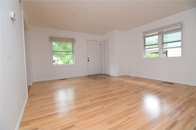 spare room with a healthy amount of sunlight and light wood-type flooring