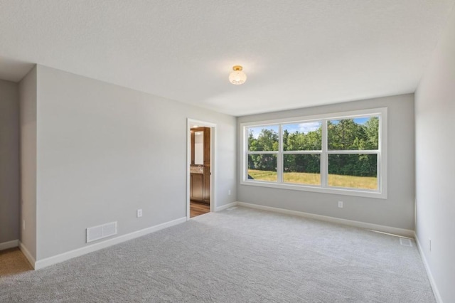 unfurnished room with light carpet