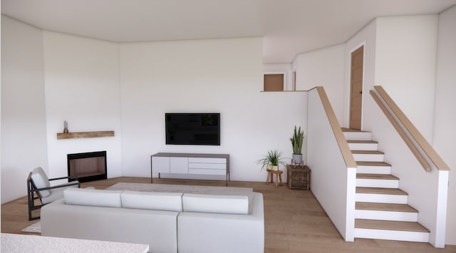 living room featuring light hardwood / wood-style flooring