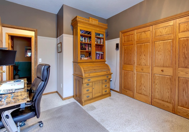 view of carpeted office space