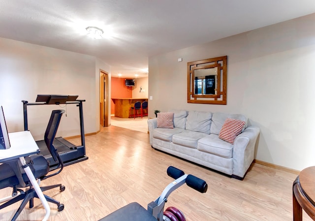 office area featuring light hardwood / wood-style floors