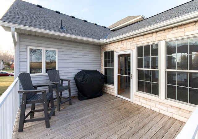 deck featuring area for grilling