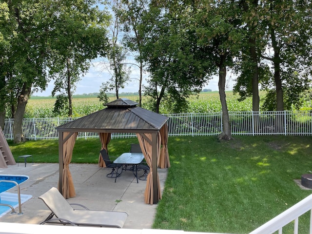 view of yard featuring a gazebo and a patio