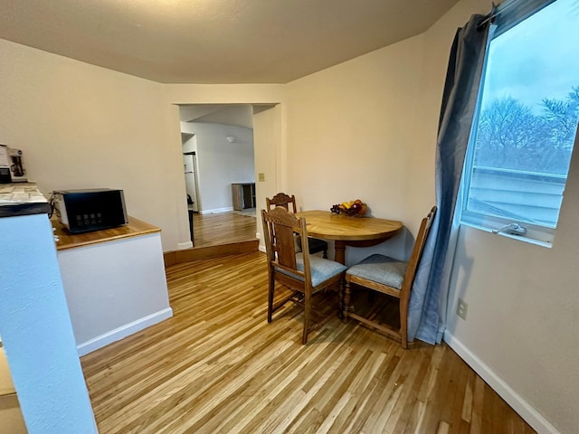 dining room with light hardwood / wood-style floors