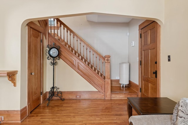 entrance foyer with light hardwood / wood-style floors