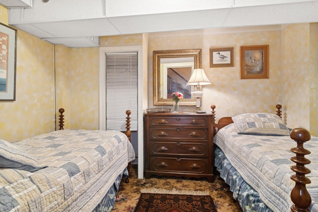 bedroom with a drop ceiling