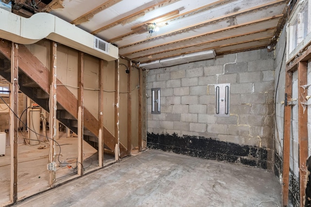 basement with electric panel