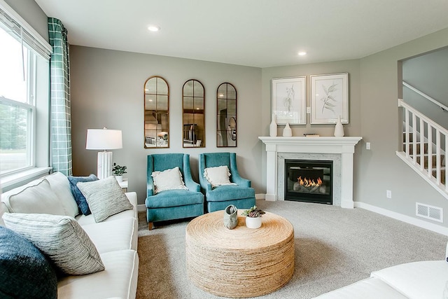 living room featuring carpet floors