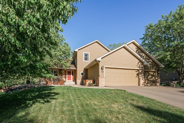2567 Bridle Creek Trl, Chanhassen, MN 55317 - traditional home featuring brick siding, a garage, a front lawn, and concrete driveway