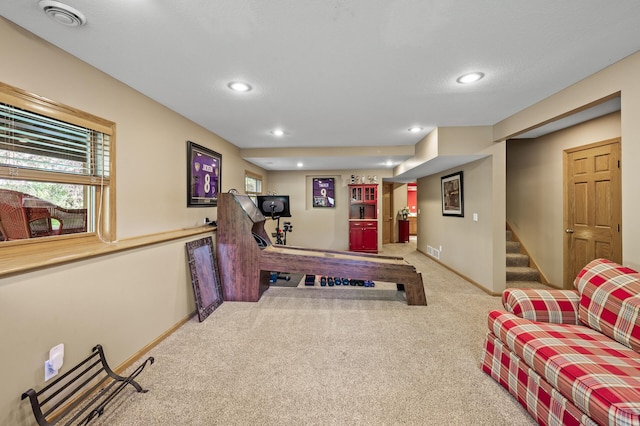 2567 Bridle Creek Trl, Chanhassen, MN 55317 - recreation room featuring carpet floors, recessed lighting, and healthy amount of natural light