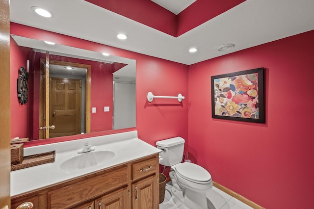 2567 Bridle Creek Trl, Chanhassen, MN 55317 - bathroom with recessed lighting, vanity, and tile patterned floors