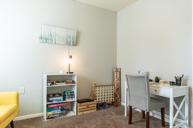 view of carpeted home office