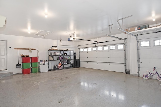 garage with a garage door opener