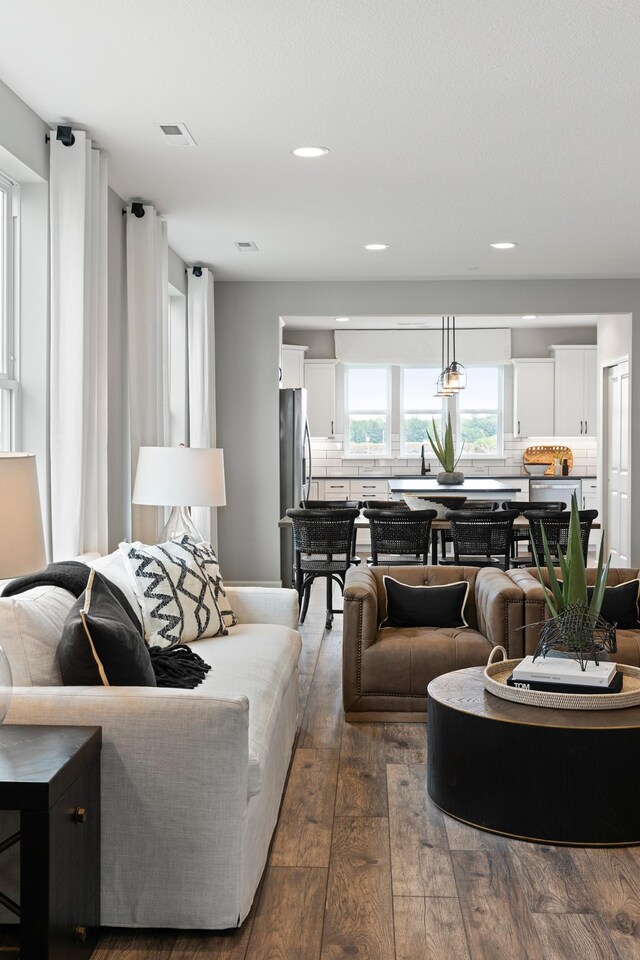 living room featuring hardwood / wood-style flooring