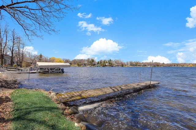 dock area featuring a water view